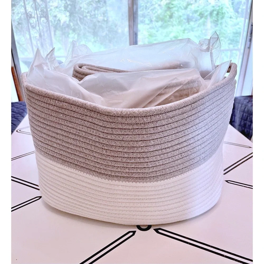 Medium Basket Cotton Rope,‎ Laundry, Bedroom, Living Room Storage
